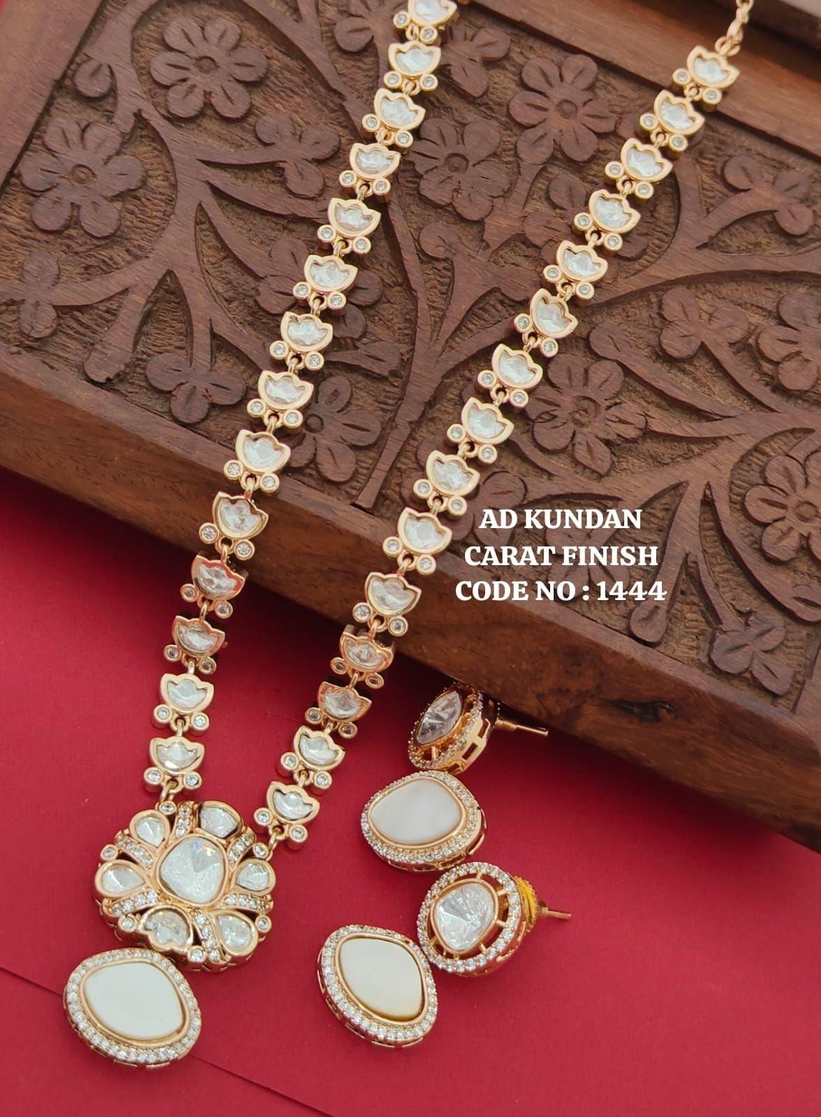 Premium Elegant White Kundan Long Necklace Set