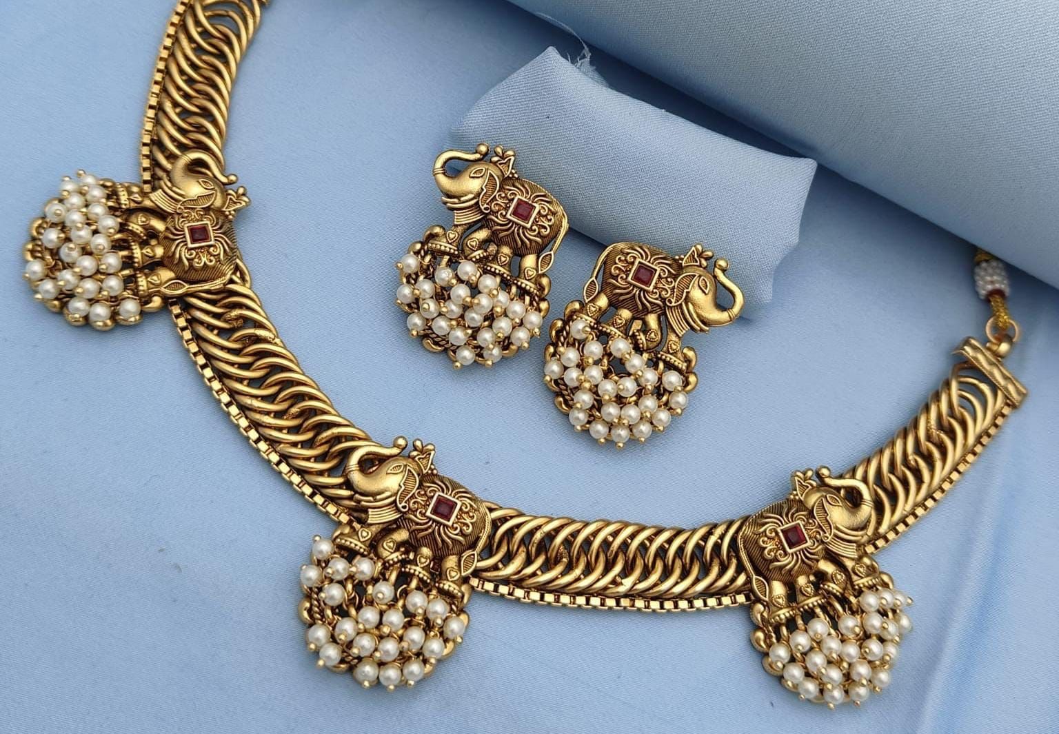 Premium Rajwadi Choker Set - Elephant