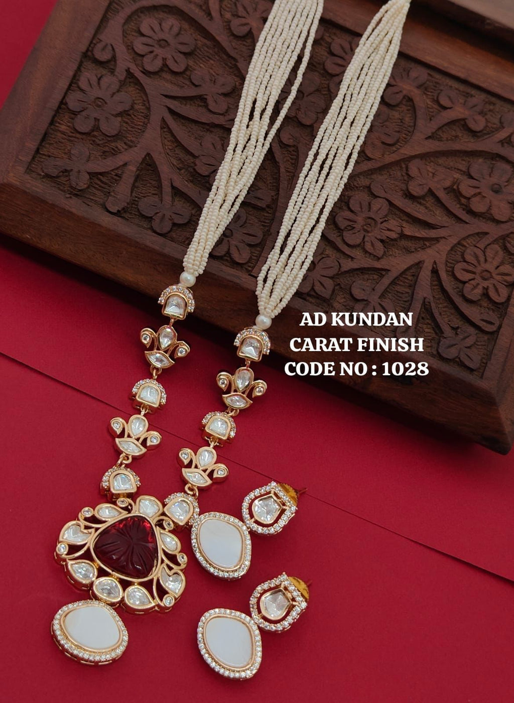 Elegant AD Kundan - Pearl Necklace Set