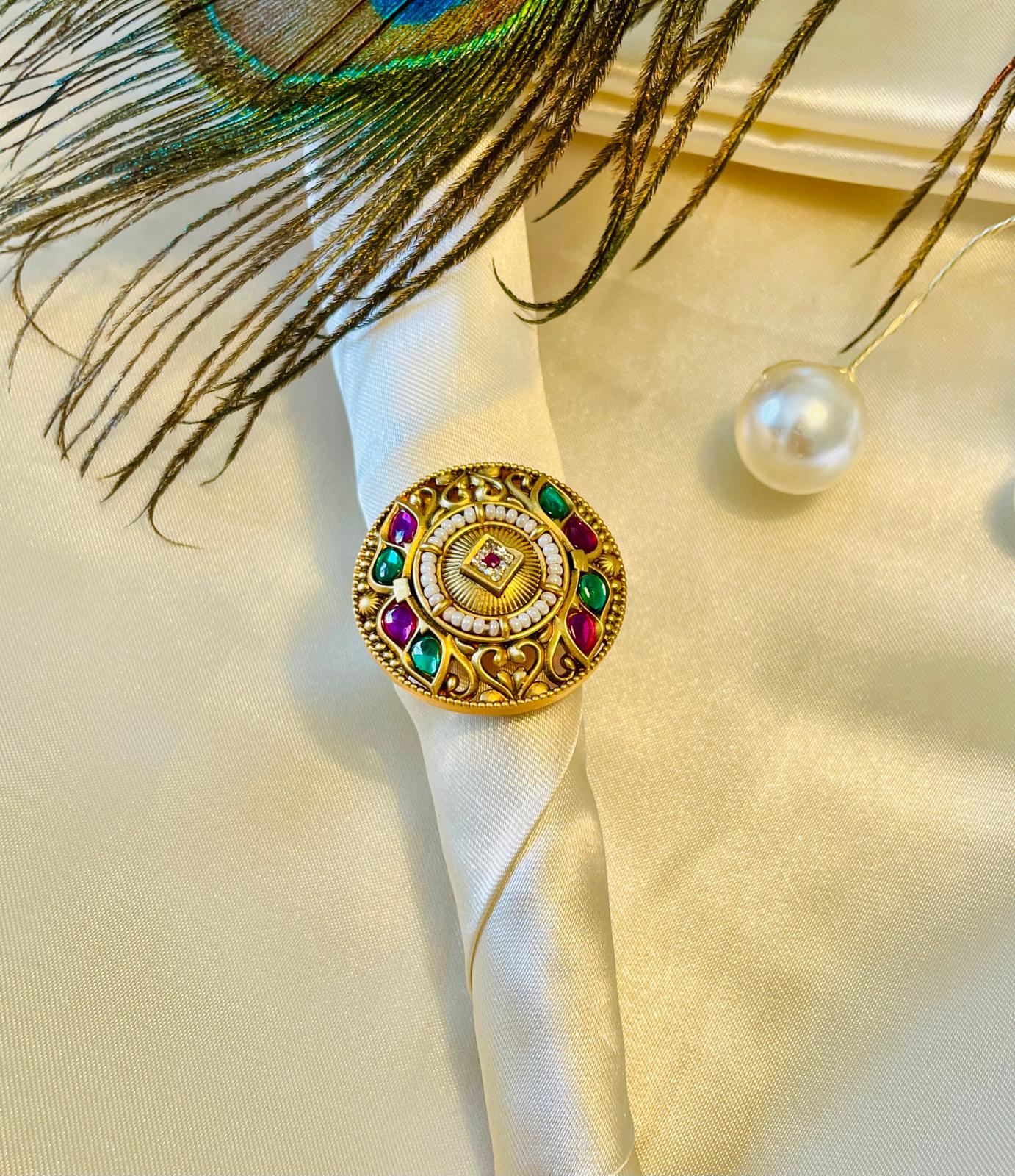 Traditional Multicolor Statement Ring